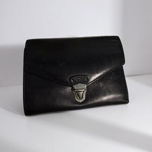 Polo Ralph Lauren Black Leather Wallet with Silver Clasp